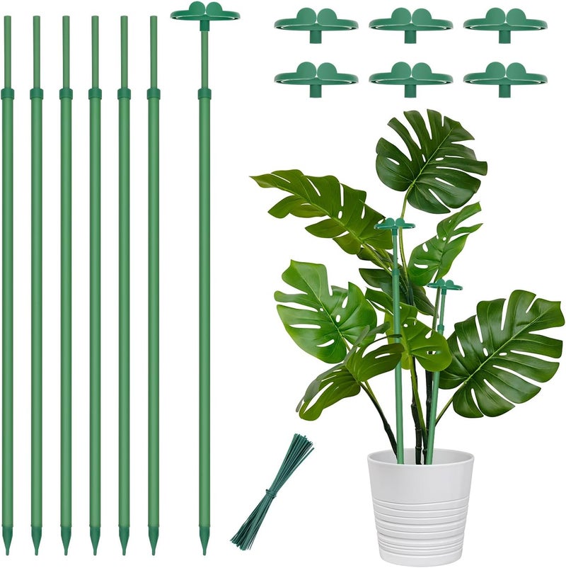 BOVITRO Extendable Plant Stakes, Length Scalable from 17.5IN to 30.1IN Plant Support Stake, Orchid Sticks with Clips for Indoor Outdoor,Garden Stakes for Plant,Tomato,Vegetables,Monstera,Vine - 7Pack - Image 1